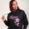 BLACK HOODIE WITH ROSE CHEST 2XL