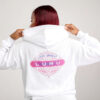 WHITE HOODIE WITH PATCH FRONT AND BACK SMALL