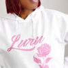 WHITE HOODIE WITH ROSE CHEST SMALL